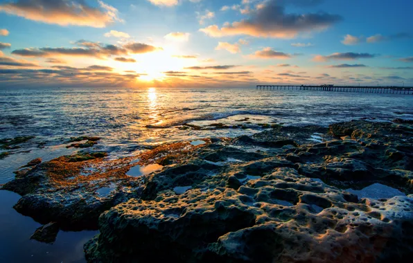 Картинка небо, солнце, облака, Природа, Калифорния, USA, США, San Diego