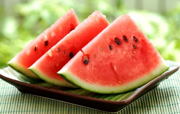 Картинка лето, арбуз, тарелка, ломтики, watermelon