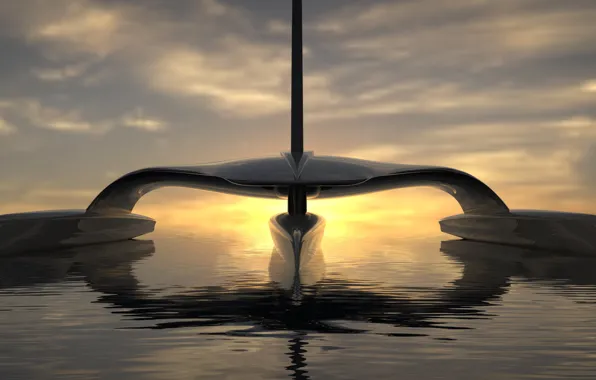 Sunset, Atlantic Ocean, solar power, sail across, Mayflower Autonomous Research Ship (MARS for short)