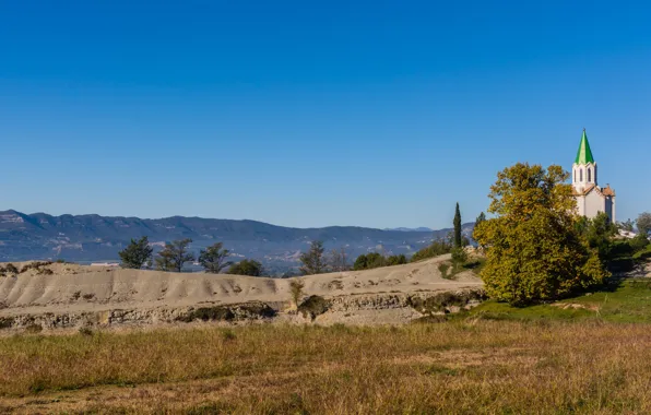 Hills, Spain, Cataluña, church, sunny, sacred place, Santuari Puig-agut, Osona