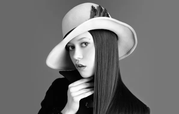 Hat, black and white, actress, Саммер Глау, Summer Glau
