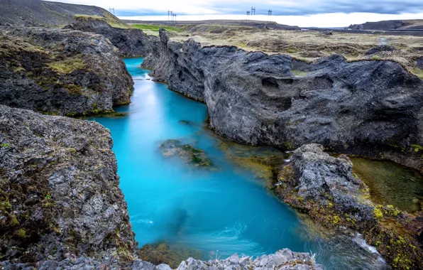 Скала, каньон, Исландия, реки, rivers, canyon, Iceland, Nature Reserve