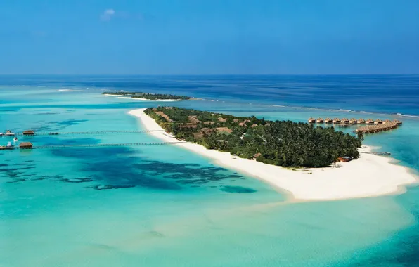 Картинка острова, природа, океан, мальдивы, Maldives, islands
