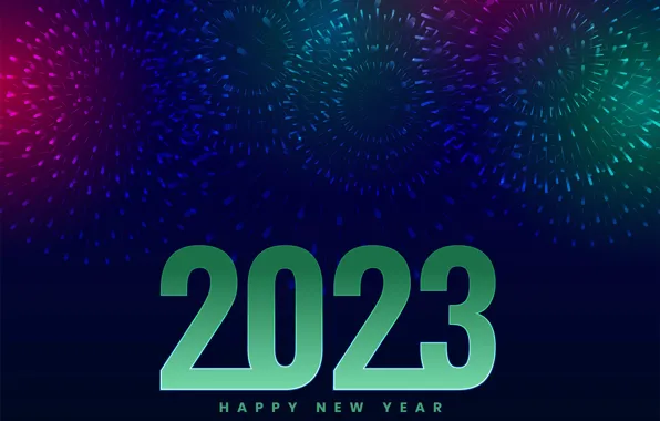 Темный фон, салют, цифры, Новый год, фейерверк, дата, 2023, Новый 2023 год