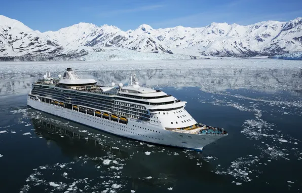 Зима, Океан, Море, Горы, Лайнер, Лед, Судно, Royal Caribbean International