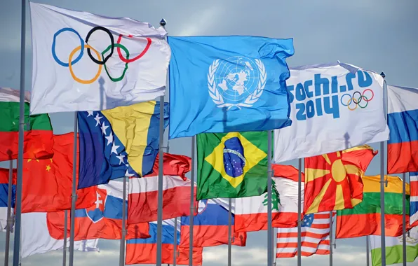 Картинка олимпиада, флаги, олимпийские игры, сочи 2014, sochi 2014, страны участницы