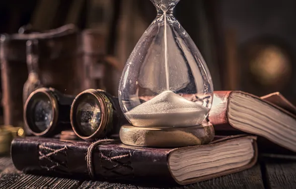 Картинка часы, винтаж, книги, Shaiith, песочные, беноколь