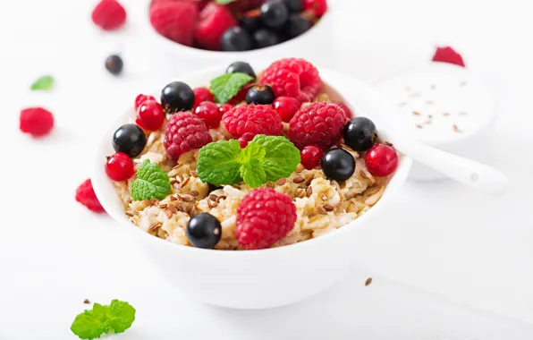 Ягоды, завтрак, berries, мюсли, Breakfast, muesli