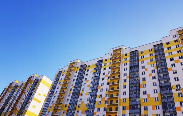 Город, окна, здания, жилье, балконы, новостройка