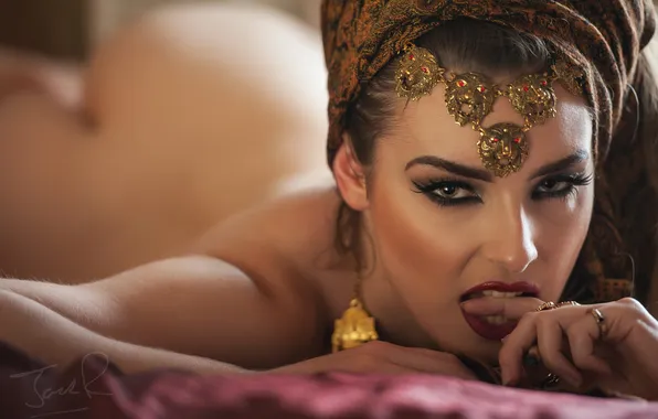 Взгляд, украшения, лицо, макияж, тюрбан, Portia Victoria