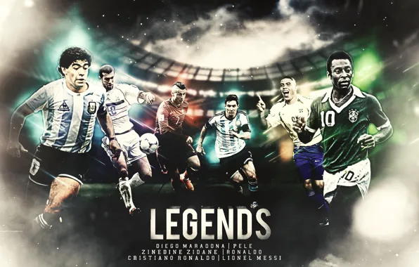 Wallpaper, sport, Cristiano Ronaldo, football, Lionel Messi, legends, Ronaldo, Zinedine Zidane