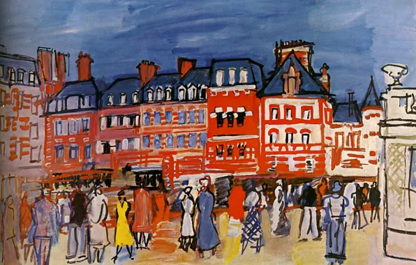 Картинка 1933, Huile sur Toile, Raoul Dufy, de la Ville de Paris, MusВe d'art moderne, Maisons …