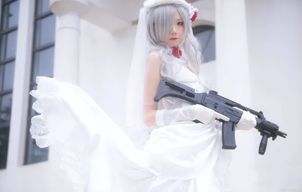 Gun, Asian, Model, pretty, Woman, Japanese, Outdoor, Cosplay