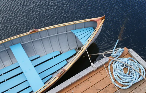 Картинка вода, лодка, веревка