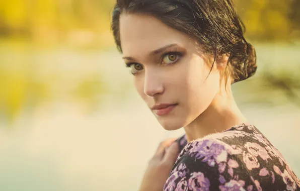 Лето, взгляд, девушка, брюнетка