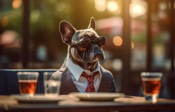 Fantasy, dog, suit, businessman