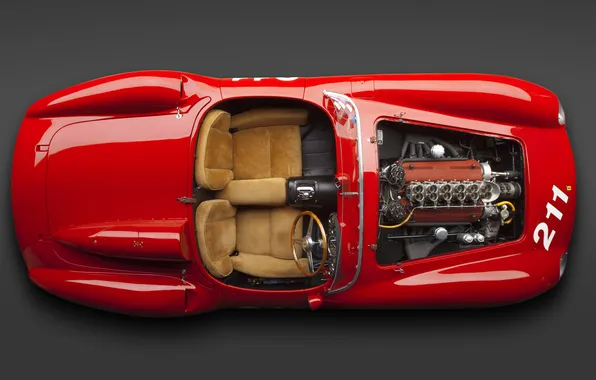 Supercar, engine, Ferrari 625 TRC Spider 1957, rodster, Ferrari Spider