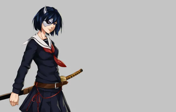 Sword, katana, ken, blade, mask, martial artist, bishojo, seifuku