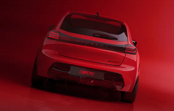 Пежо, Peugeot, вид сзади, электрокар, 2025, хот-хэтч, Peugeot E-208 GTi