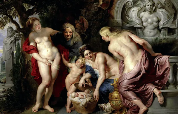 Картина, Питер Пауль Рубенс, мифология, Pieter Paul Rubens, Герса и Пандроса Открывают Корзину с Эрихтонием