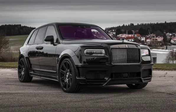 Картинка Black, SUV, Face, Rols Royce, Brick, Cullinan