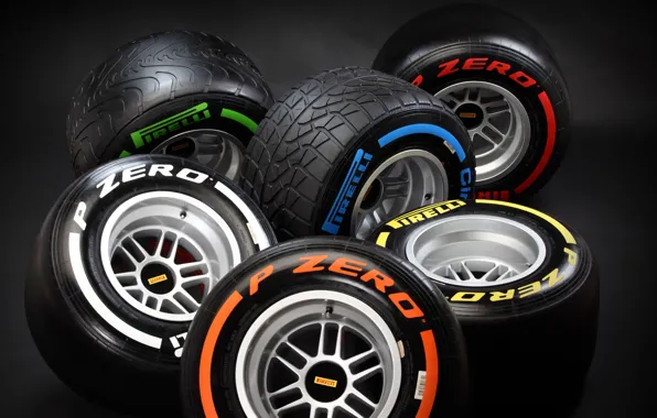 Картинка колеса, шины, wheels, компания, Formula-1, tyres, Формула-1, Pirelli