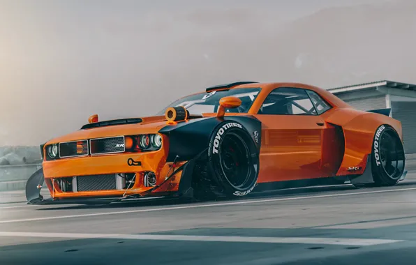 Машина, Тюнинг, Оранжевый, Dodge, Challenger, Car, Dodge Challenger, Render