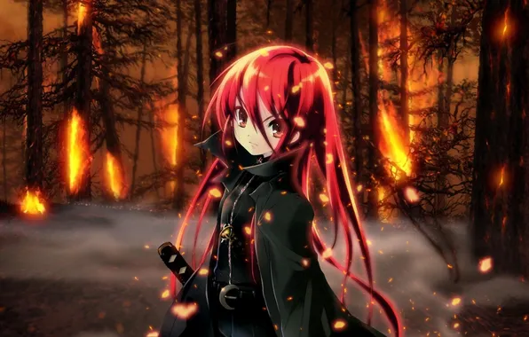 Огонь, Аниме, плащ, Shakugan no Shana, Шана