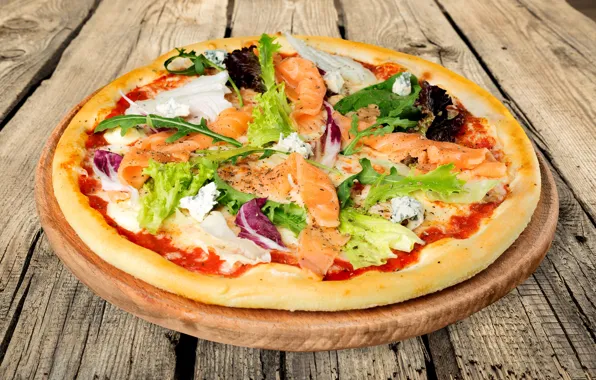 Зелень, рыба, сыр, пицца, pizza, fish, cheese