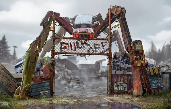 Ворота, лужа, металлолом, въезд, Watch Dogs - T-bone Junkyard