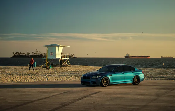 Bmw, sunset, F10, shadow