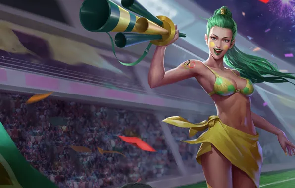 Купальник, грудь, девушка, hon, art, стадион, Heroes of Newerth, bushwack