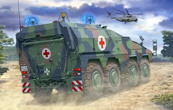 Рисунок, арт, Boxer, Gepanzerte Transport Kraftfahrzeug Boxer, GTK, БММ, Бронированная медицинская машина