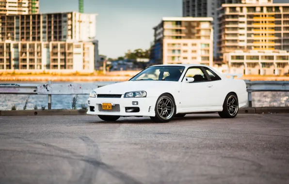 Картинка Nissan, white, GT-R, skyline, R34