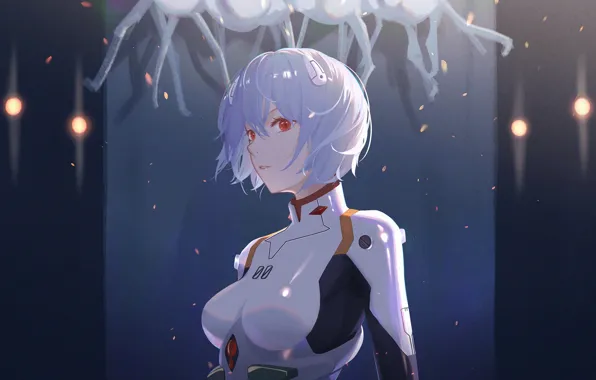 Девушка, огни, Neon Genesis Evangelion, Rei Ayanami