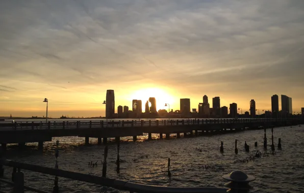 Картинка город, USA, Hudson Park, Jercey City from NYC