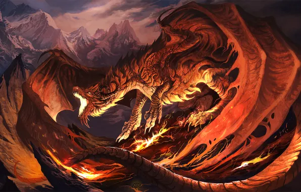 Картинка красный, дракон, огненый, Fireplay