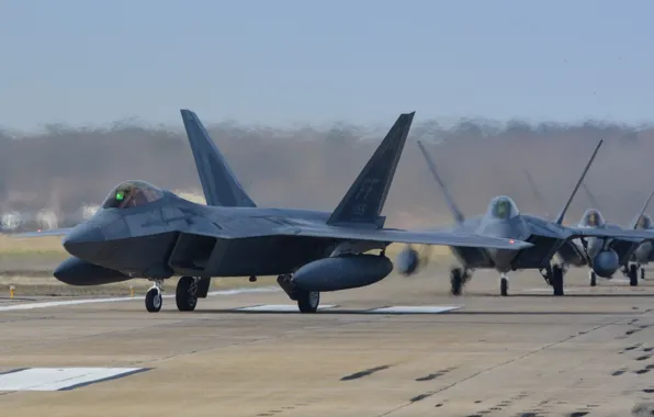 Истребитель, USAF, F-22 Raptor, Шасси, Elephant Walk, ПТБ
