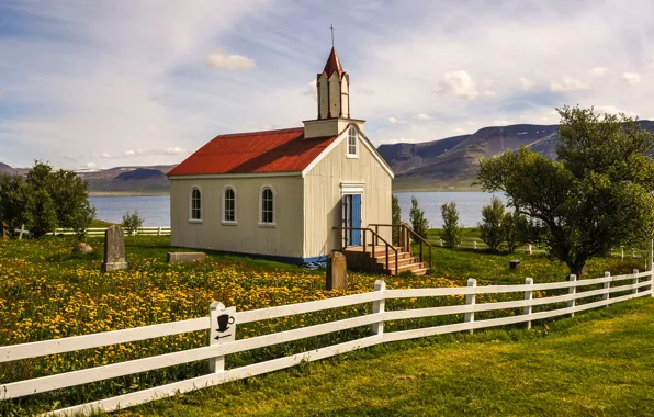 Забор, церковь, Исландия, Iceland