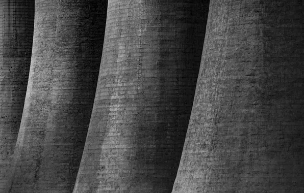 White, black, towers, chimneys, nuclear power plant