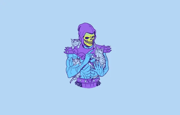 Минимализм, Котята, Арт, Art, Скелет, Skeletor, Kittens, Hillary White