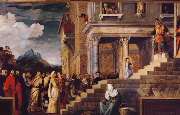 Облака, Titian Vecellio, Введение Девы Марии во храм, между 1534 и 1538, приближенная версия, люли