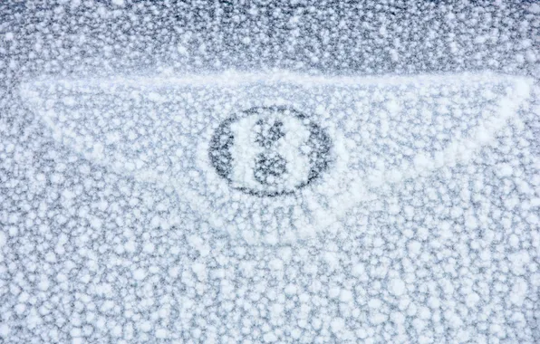 Car, машина, снег, знак, sign, snow, macro, Bentley Continental GT