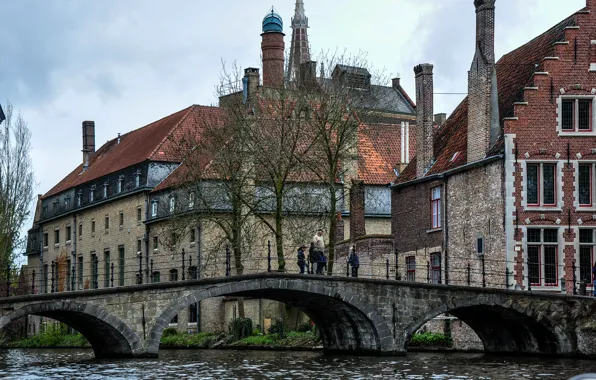 Картинка мост, здания, канал, Бельгия, bridge, Belgium, Брюгге, Brugge