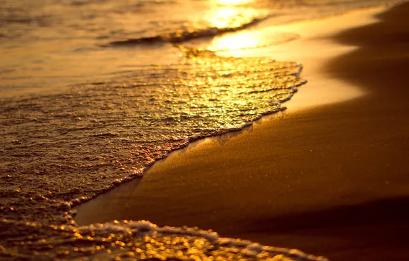 Картинка песок, море, пляж, вода, закат