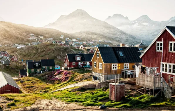 Город, север, Greenland, Гринландия