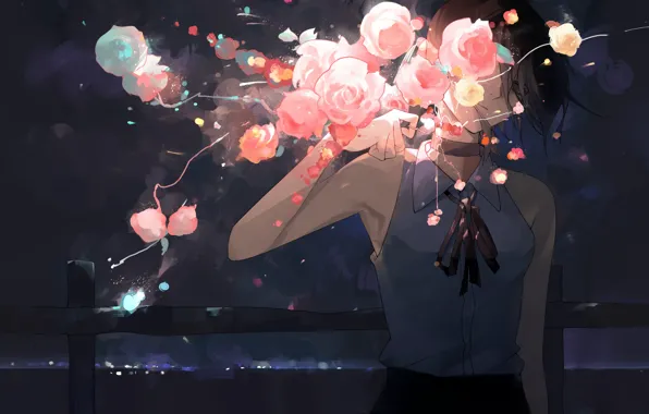 Девушка, цветы, ночь, Chainsaw Man, Reze