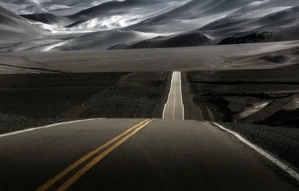 Картинка дорога, пустыня, вечер