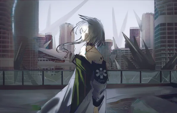 Девушка, город, Arknights, Kaltsit