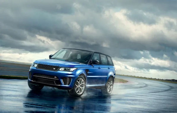 Фото, голубой, Land Rover, Range Rover, автомобиль, 2015, Sport SVR